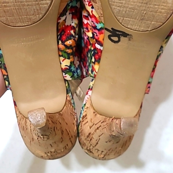 Rampage "Grayson" floral opentoe platform heels with Navy bow size 10 - Picture 11 of 13